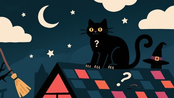 夜空下的神秘黑猫