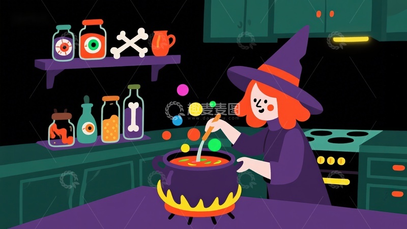 高清大图下载【趣麦麦图】女巫厨房炼制魔法药水