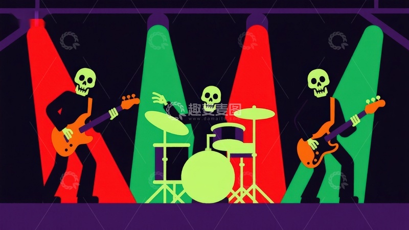 高清大图下载【趣麦麦图】骷髅乐队现场演出