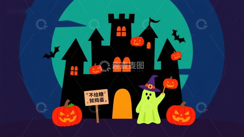 高清大图下载【趣麦麦图】万圣节城堡与南瓜灯