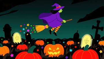 万圣夜巫女飞越墓地