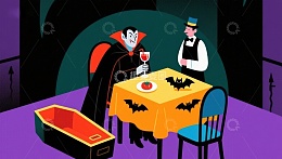 吸血鬼在餐厅享用晚餐