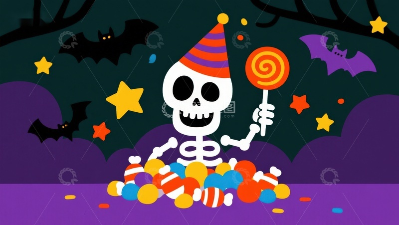 高清大图下载【趣麦麦图】万圣节骷髅糖果派对