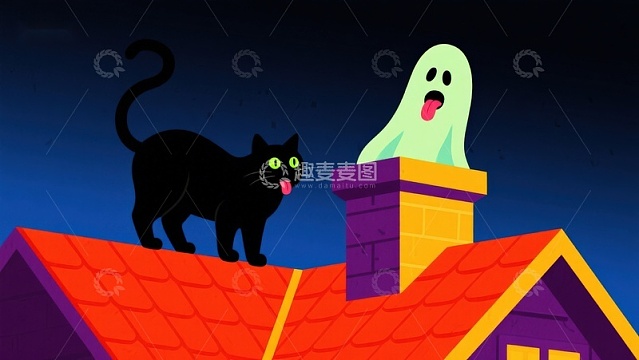 屋顶上的黑猫与鬼魂