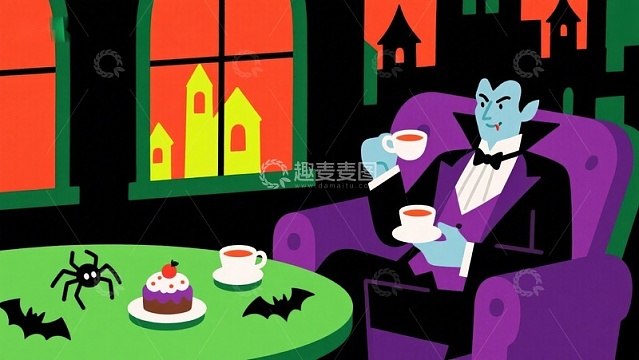 吸血鬼在城堡中享用下午茶