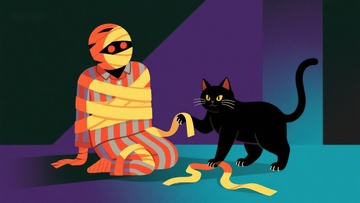 黑猫与被缠绕的木乃伊