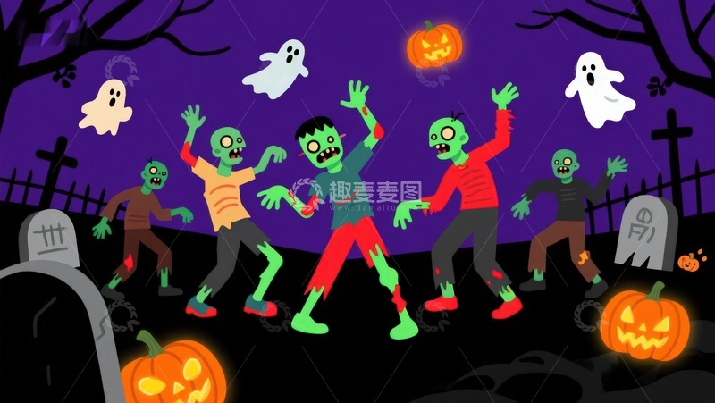 高清大图下载【趣麦麦图】万圣节僵尸舞会