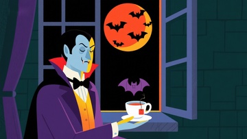 吸血鬼在月夜品茶