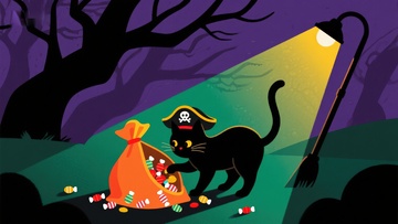 万圣夜猫盗糖果