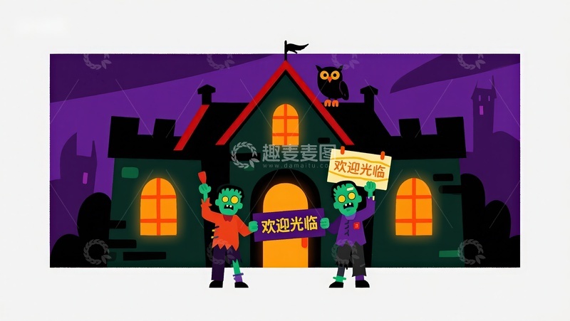高清大图下载【趣麦麦图】万圣节僵尸欢迎光临