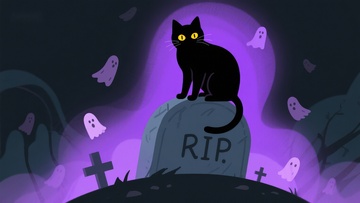 墓碑上的黑猫与幽灵