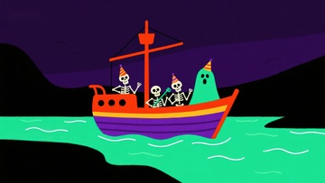 骷髅乘船夜航