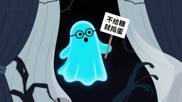 蓝色幽灵手持标语，夜幕背景