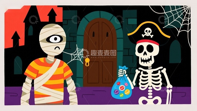 万圣节装扮：木乃伊与骷髅海盗