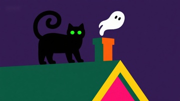 屋顶上的黑猫与幽灵