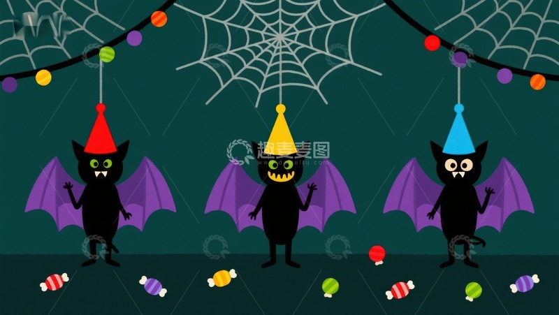 高清大图下载【趣麦麦图】万圣节蝙蝠派对场景