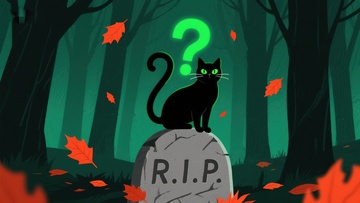 墓碑上的黑猫与问号