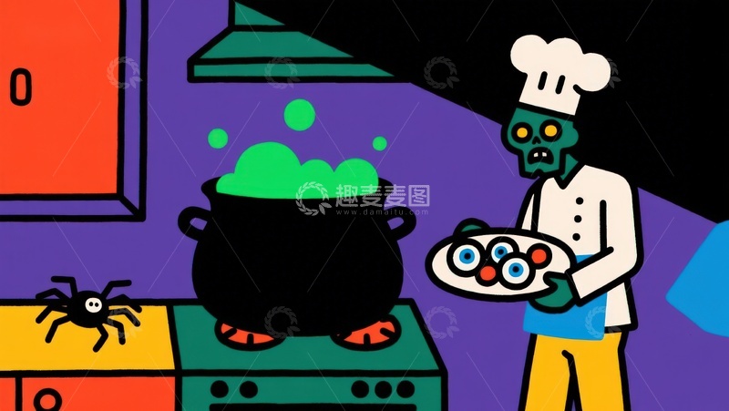 高清大图下载【趣麦麦图】厨师与魔法锅的奇幻厨房