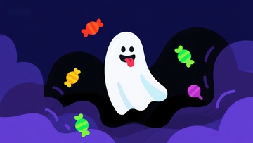 欢乐幽灵与糖果的夜空