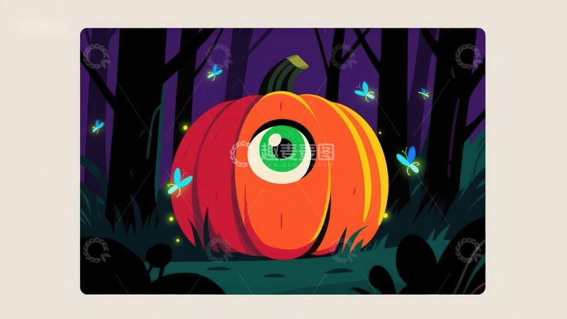高清大图下载【趣麦麦图】森林中的神秘大眼南瓜