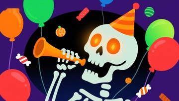 骷髅吹号庆祝派对