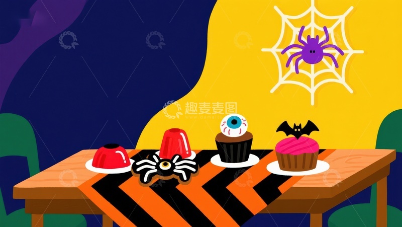 高清大图下载【趣麦麦图】万圣节主题甜品桌