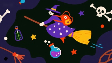 巫师骑扫帚夜空飞行