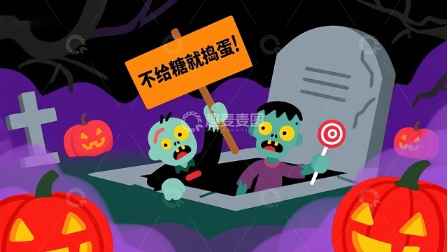 万圣节僵尸索要糖果