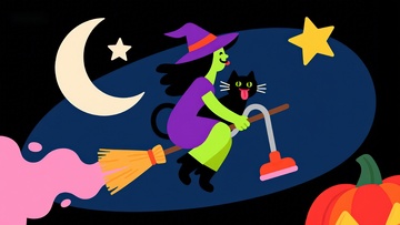 万圣夜巫女骑扫帚