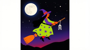 夜空中的女巫飞行
