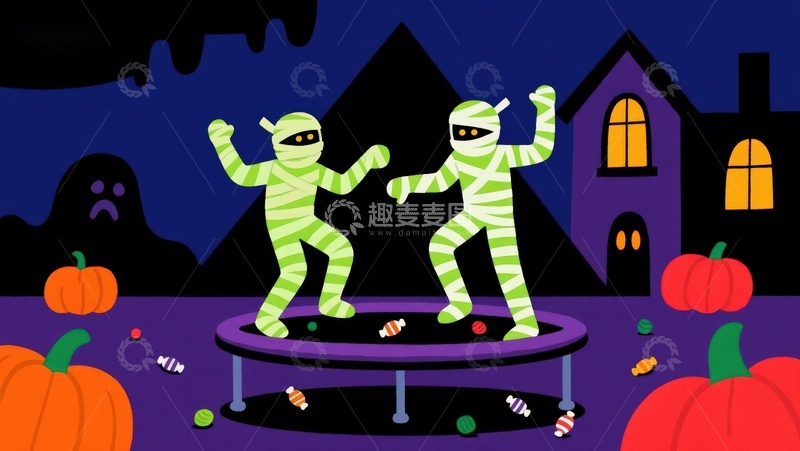 高清大图下载【趣麦麦图】万圣节木乃伊欢乐舞动