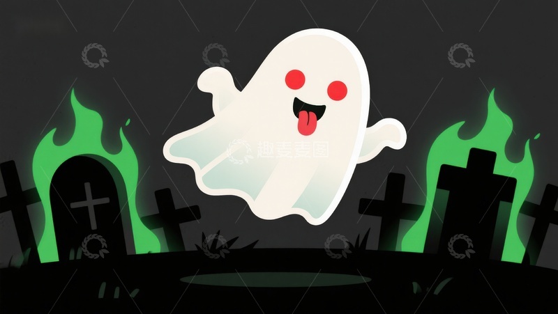 高清大图下载【趣麦麦图】墓地中的可爱幽灵