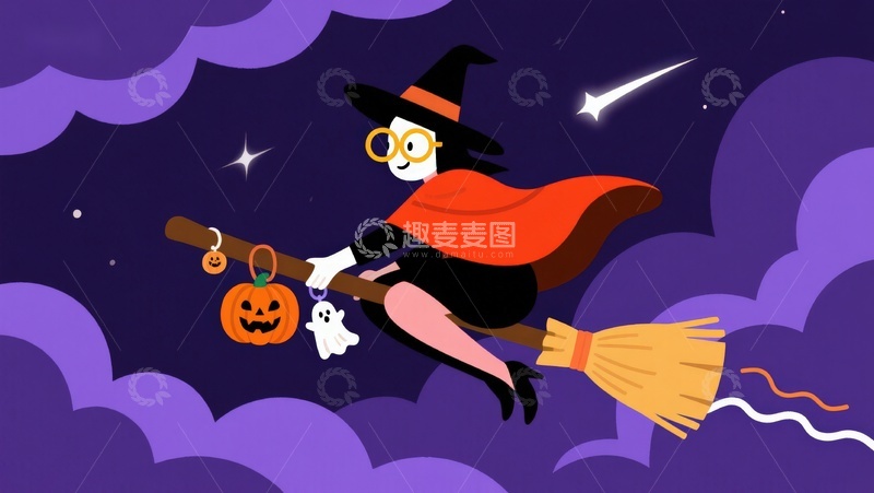 高清大图下载【趣麦麦图】巫师夜空飞行