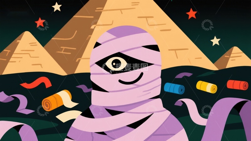 夜幕下的金字塔与木乃伊