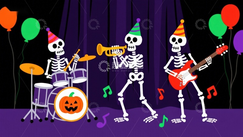 高清大图下载【趣麦麦图】骷髅乐队欢乐演奏