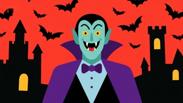 吸血鬼城堡夜景插画