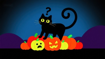 黑猫与南瓜灯的疑惑夜晚