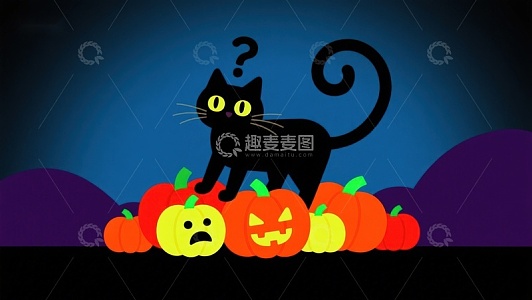 黑猫与南瓜灯的疑惑夜晚