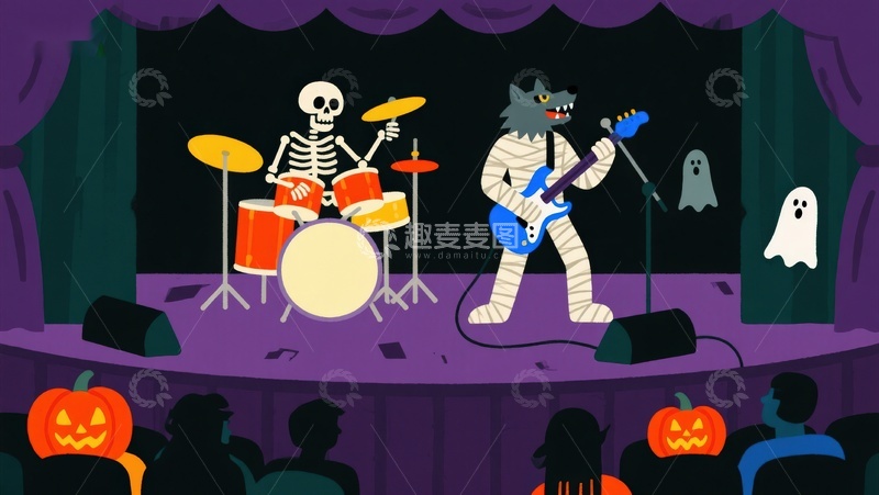 高清大图下载【趣麦麦图】万圣节乐队表演