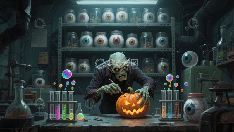 高清大图下载【趣麦麦图】怪医实验室：南瓜与魔法实验