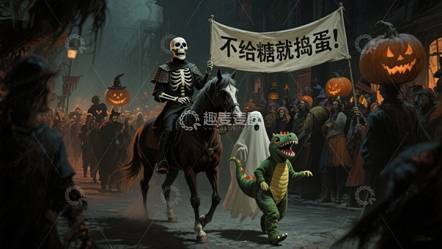 万圣节游行：骷髅骑士与恐龙幽灵