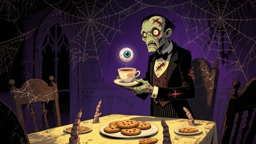 僵尸侍者端茶，诡异餐桌氛围