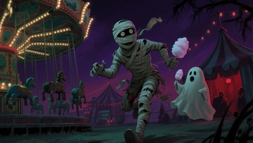 夜幕下的木乃伊与幽灵游乐园