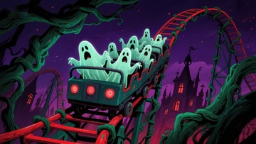 鬼魂过山车夜景