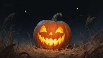 夜空下的南瓜灯