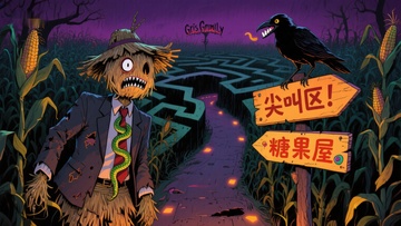 玉米迷宫中的尖叫区与糖果屋