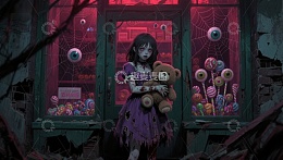 破败屋中怀抱玩偶的女孩