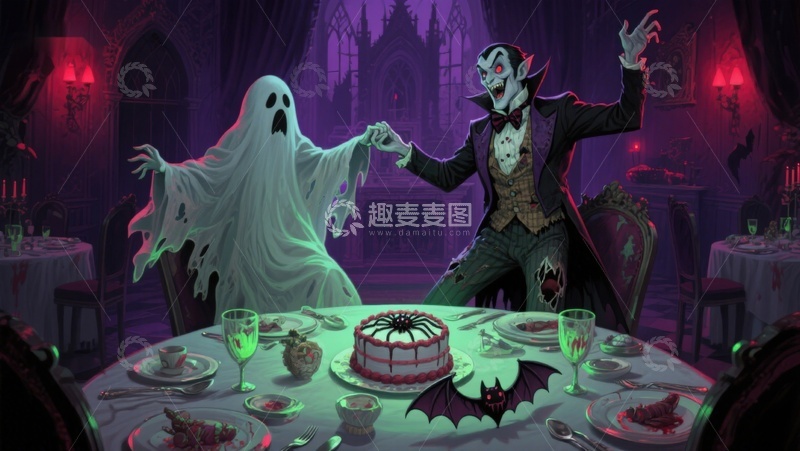 高清大图下载【趣麦麦图】幽灵与吸血鬼的神秘晚宴