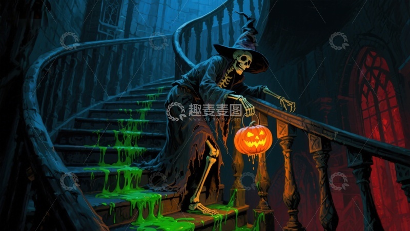高清大图下载【趣麦麦图】幽灵巫师持灯下楼