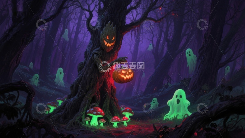 高清大图下载【趣麦麦图】幽灵森林中的南瓜树精